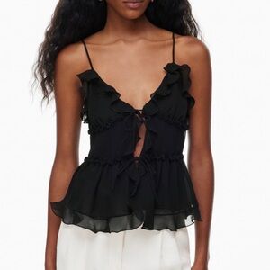 Aritiza Black Tie Front Cami